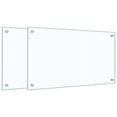 Spatschermen keuken 2 st 70x40 cm gehard glas transparant