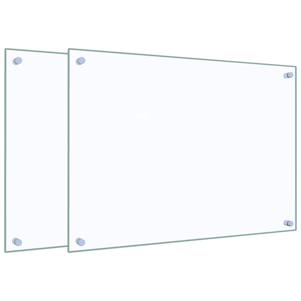 Spatschermen keuken 2 st 70x50 cm gehard glas transparant
