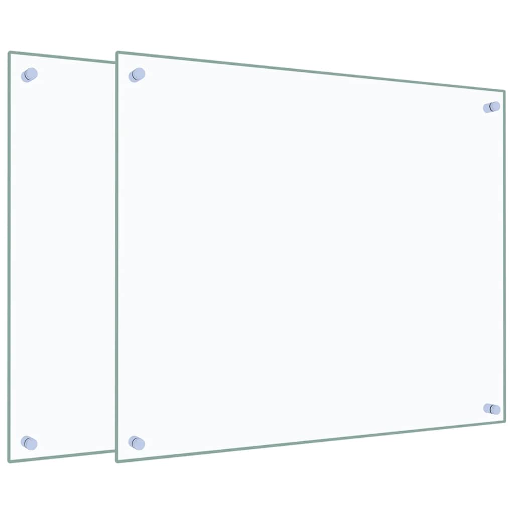 Spatschermen keuken 2 st 70x60 cm gehard glas transparant