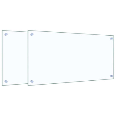 Spatschermen keuken 2 st 80x40 cm gehard glas transparant