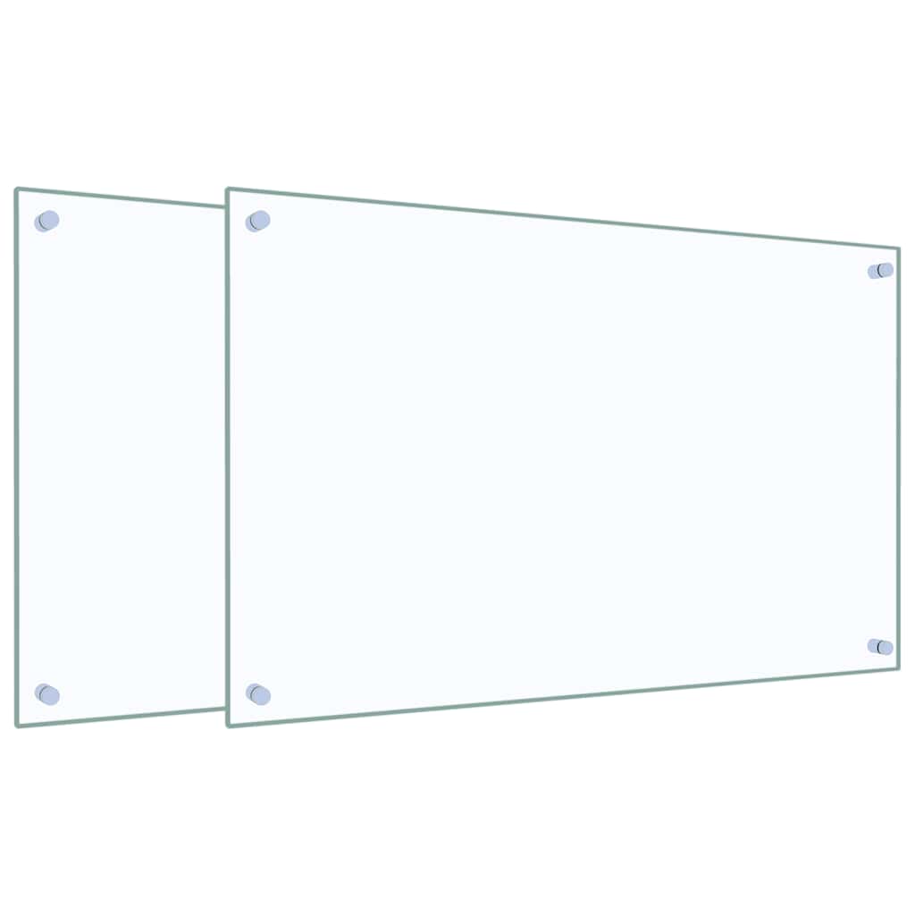 Spatschermen keuken 2 st 80x50 cm gehard glas transparant