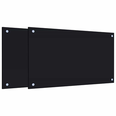 Spatschermen keuken 2 st 70x40 cm gehard glas zwart