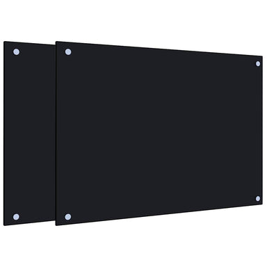 Spatschermen keuken 2 st 70x50 cm gehard glas zwart