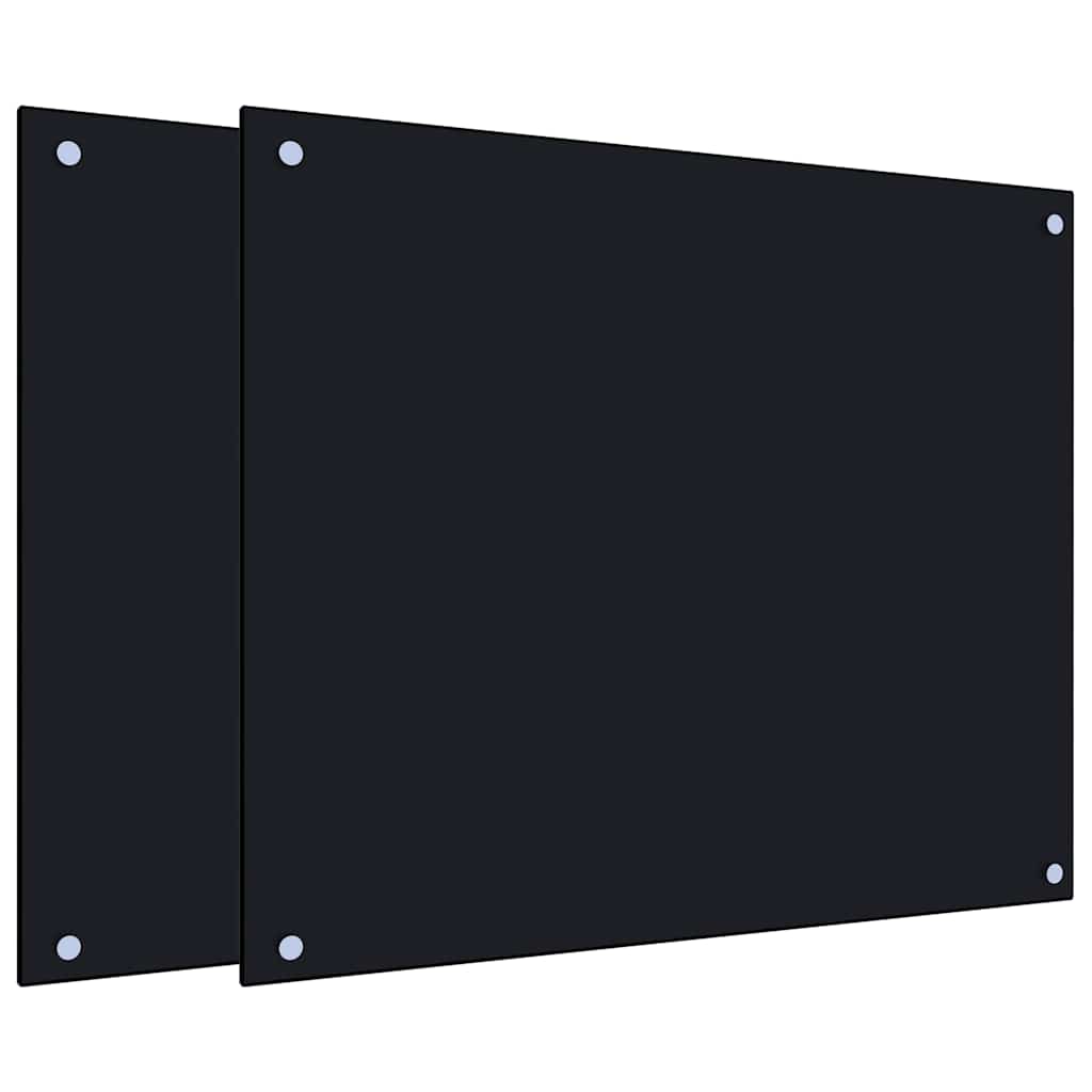 Spatschermen keuken 2 st 70x60 cm gehard glas zwart