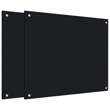 Spatschermen keuken 2 st 70x60 cm gehard glas zwart