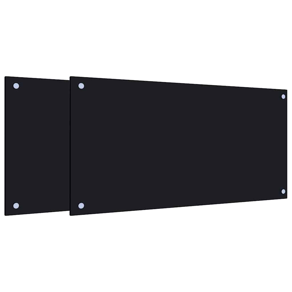 Spatschermen keuken 2 st 80x40 cm gehard glas zwart