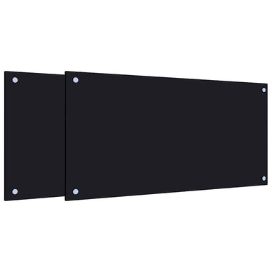 Spatschermen keuken 2 st 80x40 cm gehard glas zwart