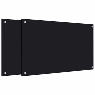 Spatschermen keuken 2 st 80x50 cm gehard glas zwart