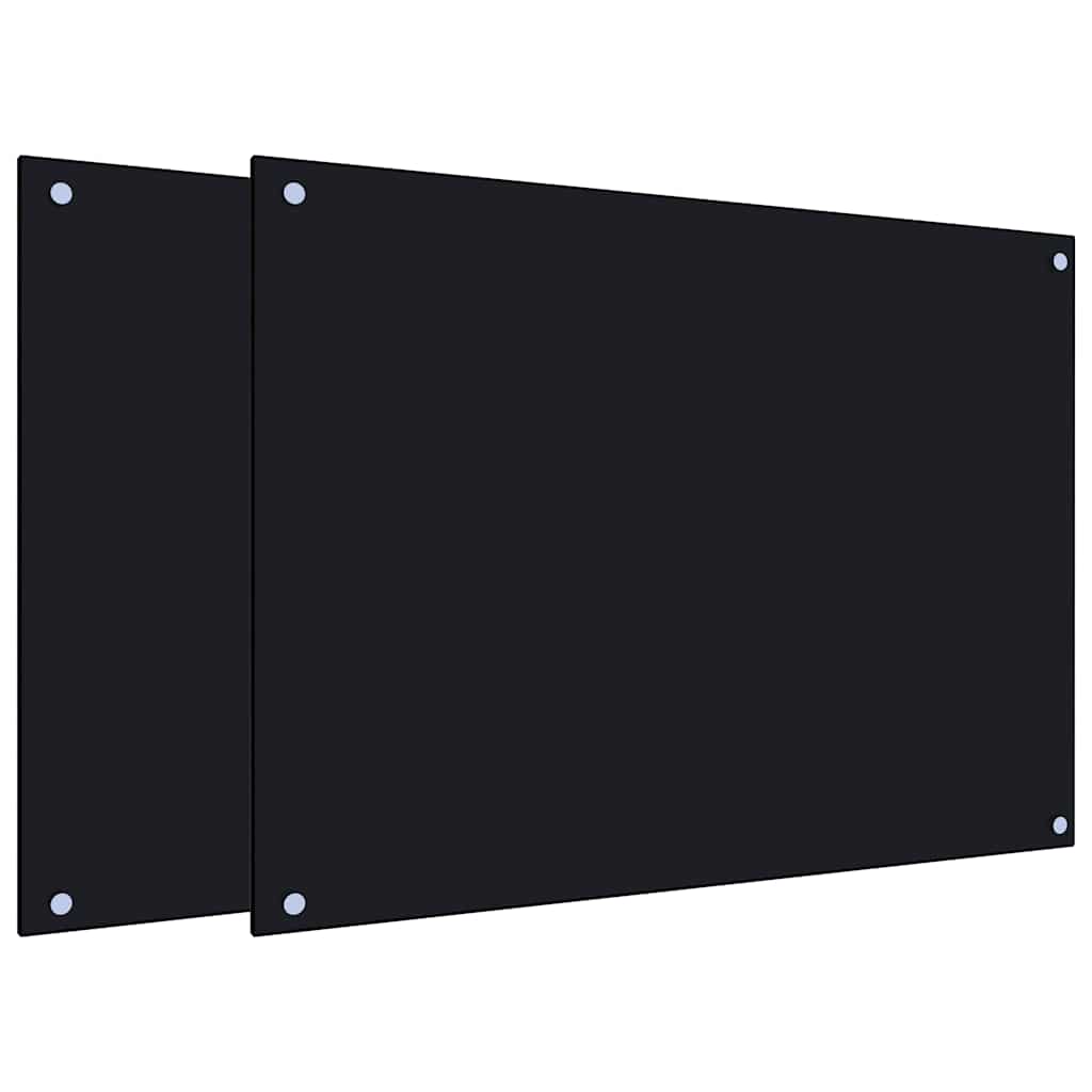 Spatschermen keuken 2 st 80x60 cm gehard glas zwart