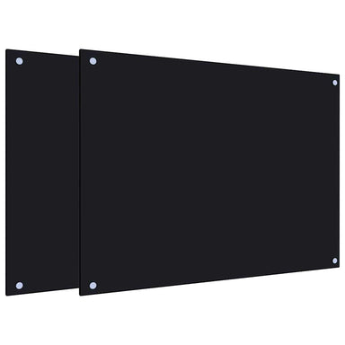 Spatschermen keuken 2 st 80x60 cm gehard glas zwart