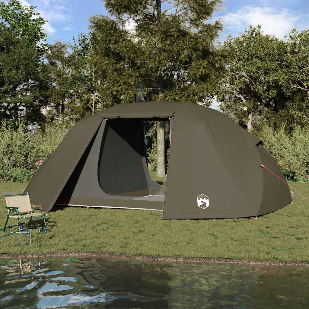 Vistent met dak Bruin 514 x 465 x 187 cm Polyester en Glasvezel