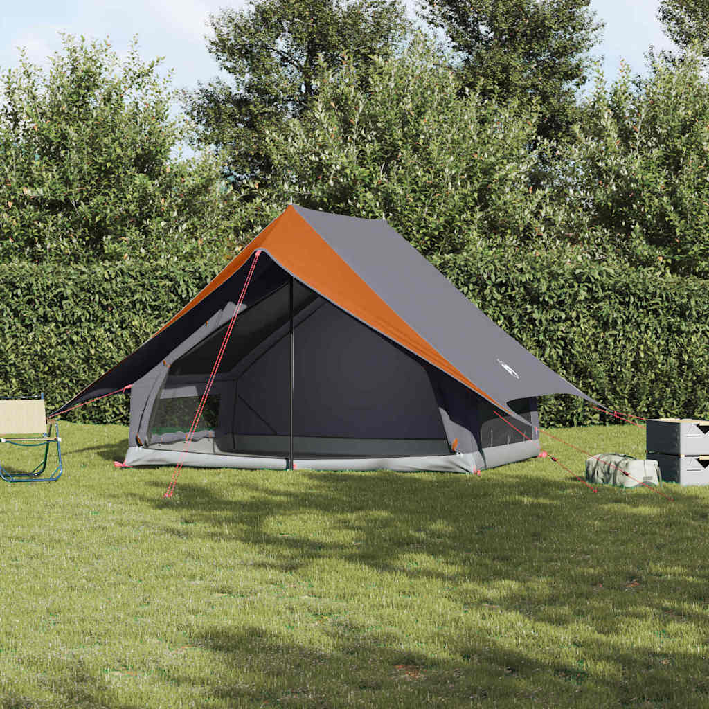 Gezinstent met dak Grijs en Oranje 256 x 256 x 185 cm