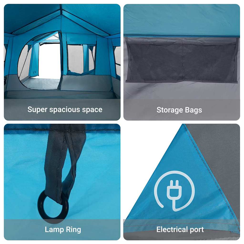Gezinstent met dak Blauw en Grijs 620 x 322 x 240 cm Polyester