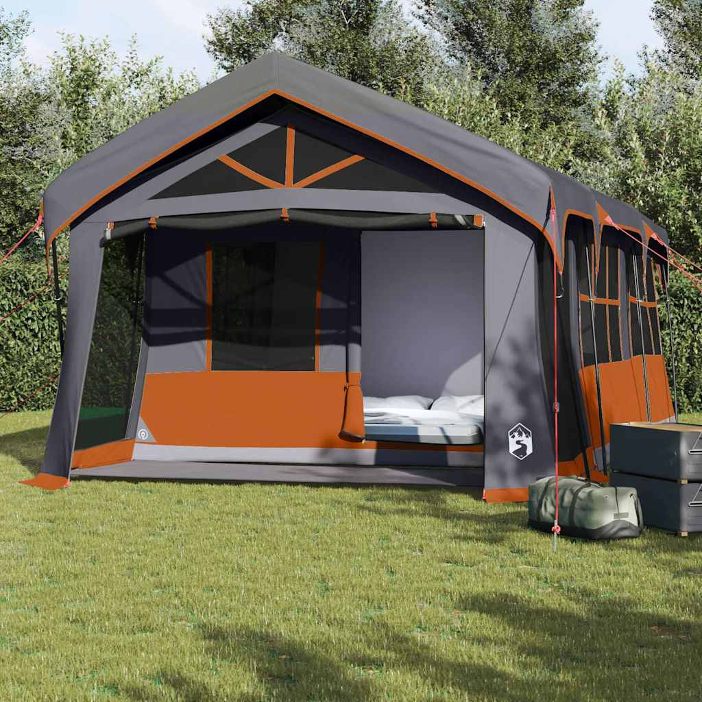 Gezinstent met dak Grijs en Oranje 620 x 322 x 240 cm Polyester