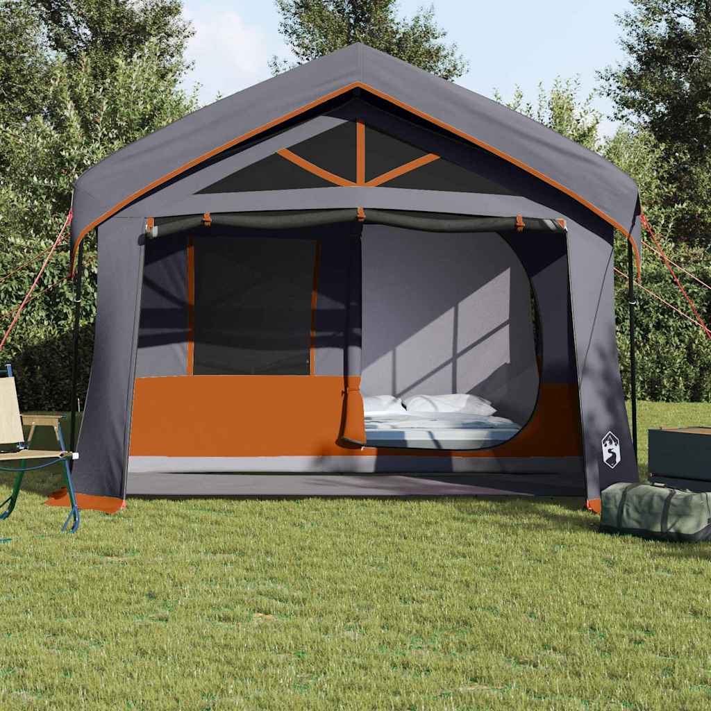 Gezinstent met dak Grijs en Oranje 620 x 322 x 240 cm Polyester