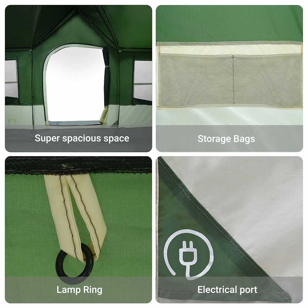 Gezinstent Groen en beige 622 x 295 x 238 cm Polyester en staal