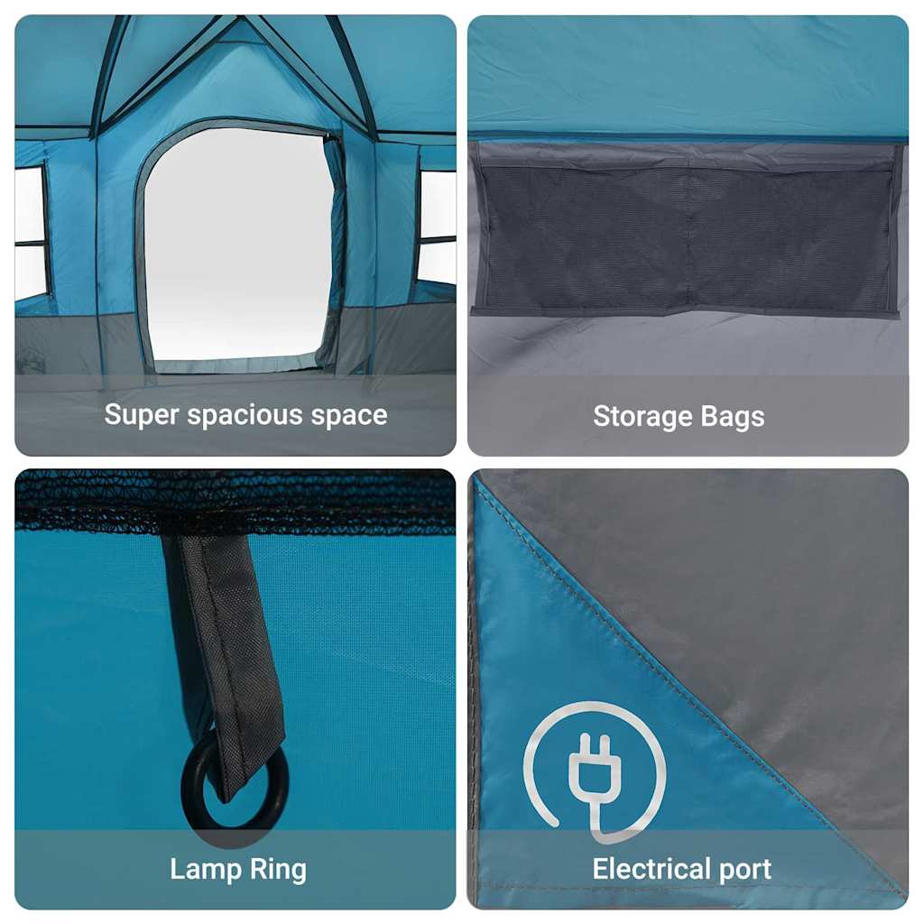 Gezinstent Blauw en Grijs 622 x 295 x 238 cm Polyester en staal