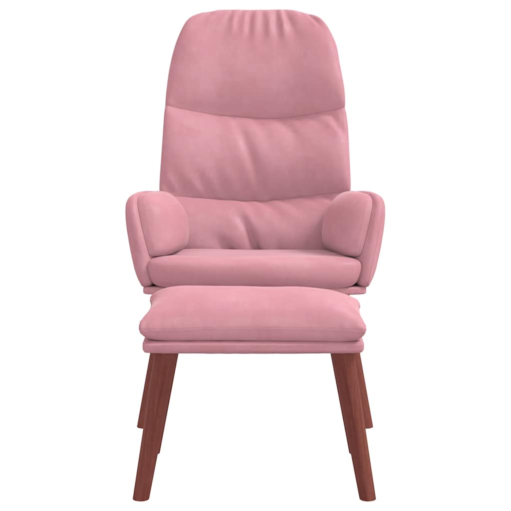 Relaxstoel met voetenbank fluweel roze
