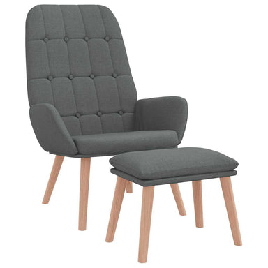 Relaxstoel met voetenbank stof donkergrijs