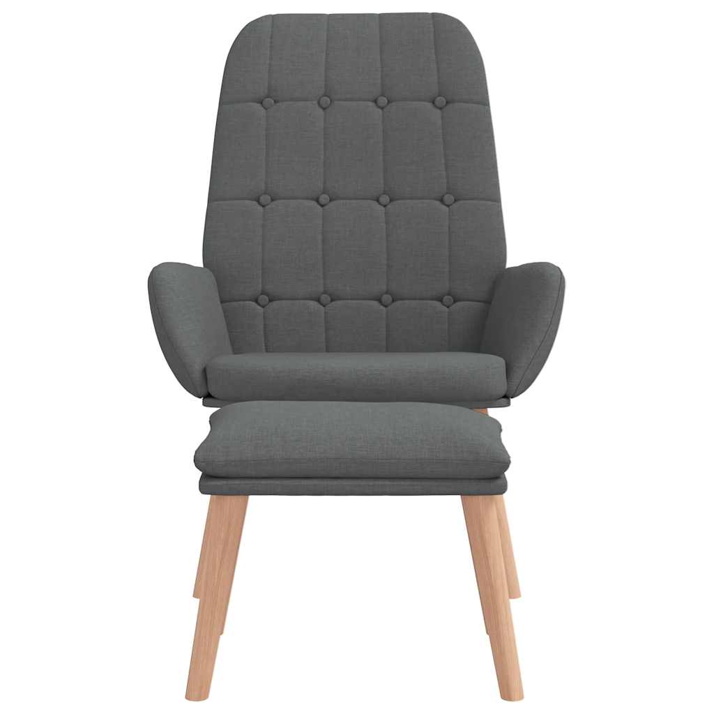 Relaxstoel met voetenbank stof donkergrijs