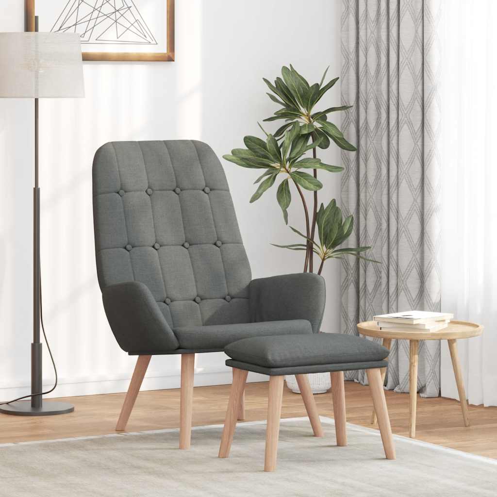 Relaxstoel met voetenbank stof donkergrijs