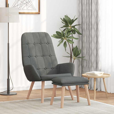 Relaxstoel met voetenbank stof donkergrijs