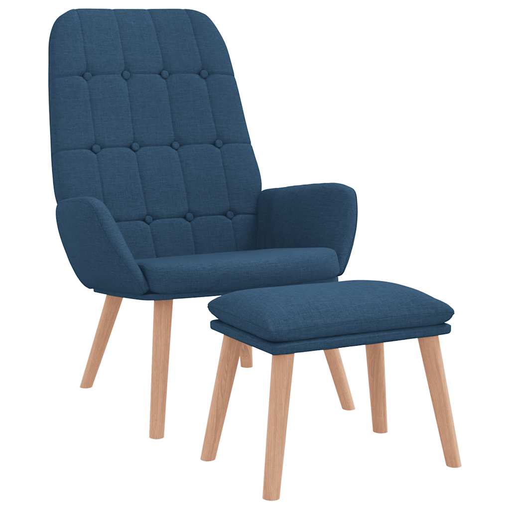 Relaxstoel met voetenbank stof blauw