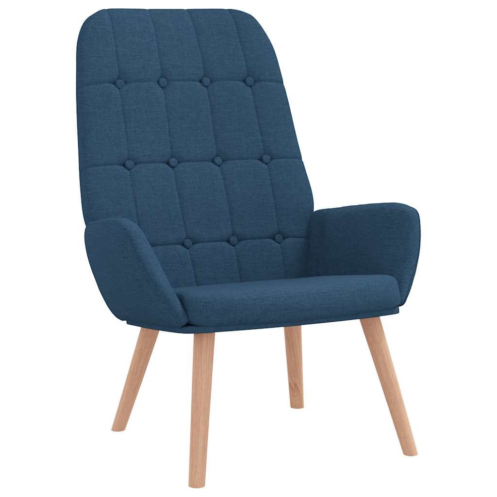 Relaxstoel met voetenbank stof blauw
