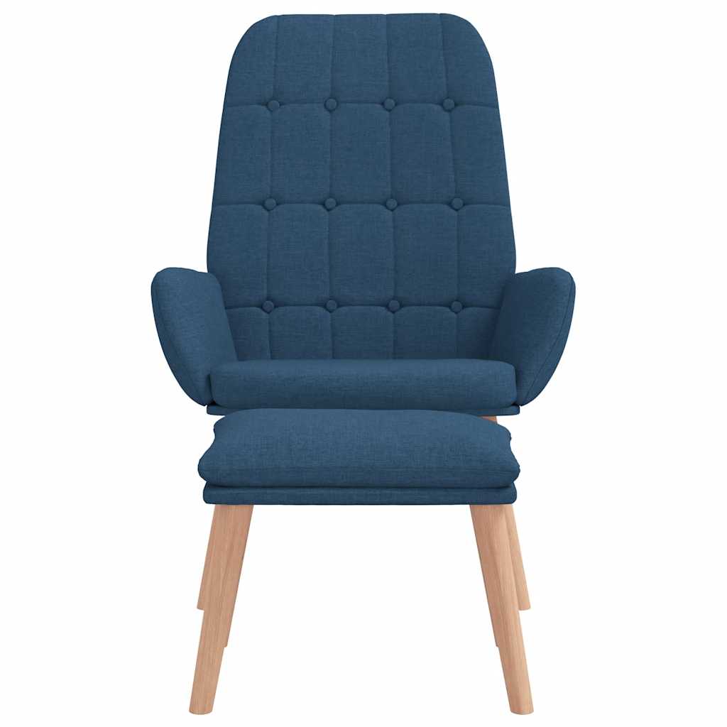 Relaxstoel met voetenbank stof blauw
