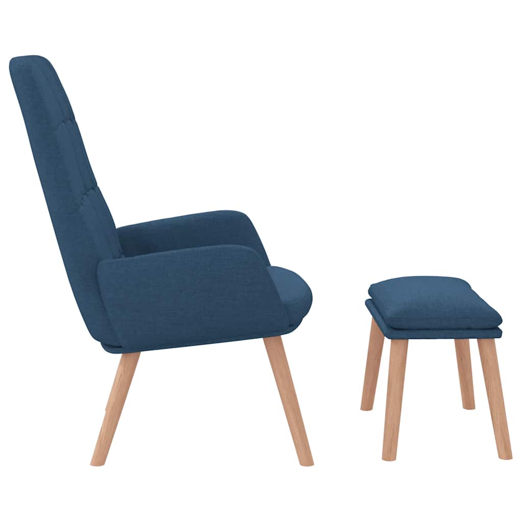 Relaxstoel met voetenbank stof blauw