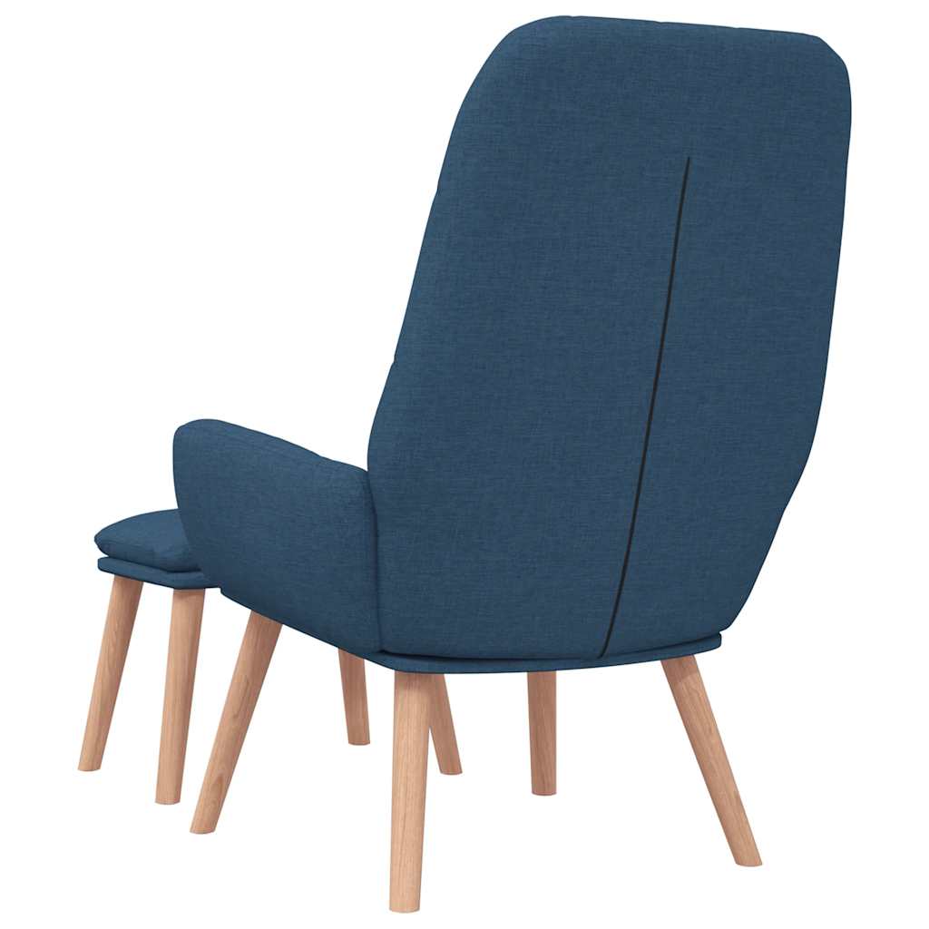 Relaxstoel met voetenbank stof blauw