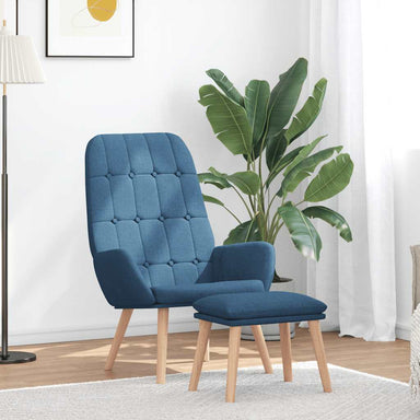 Relaxstoel met voetenbank stof blauw