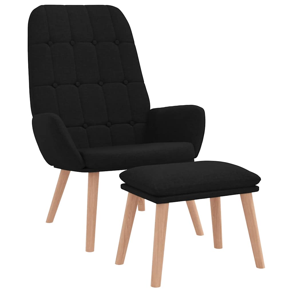Relaxstoel met voetenbank stof zwart