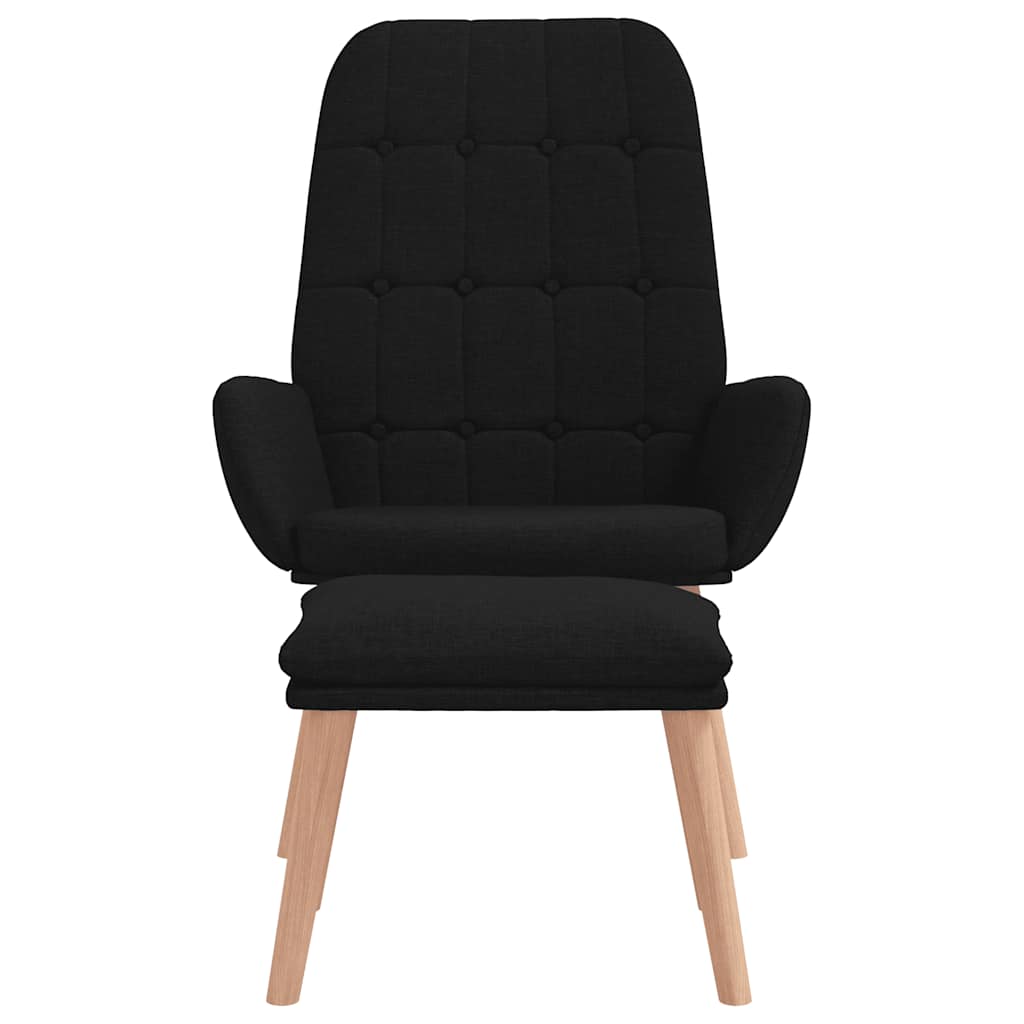 Relaxstoel met voetenbank stof zwart