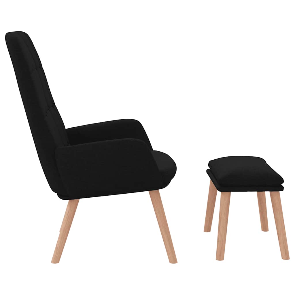 Relaxstoel met voetenbank stof zwart