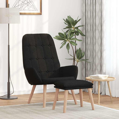 Relaxstoel met voetenbank stof zwart