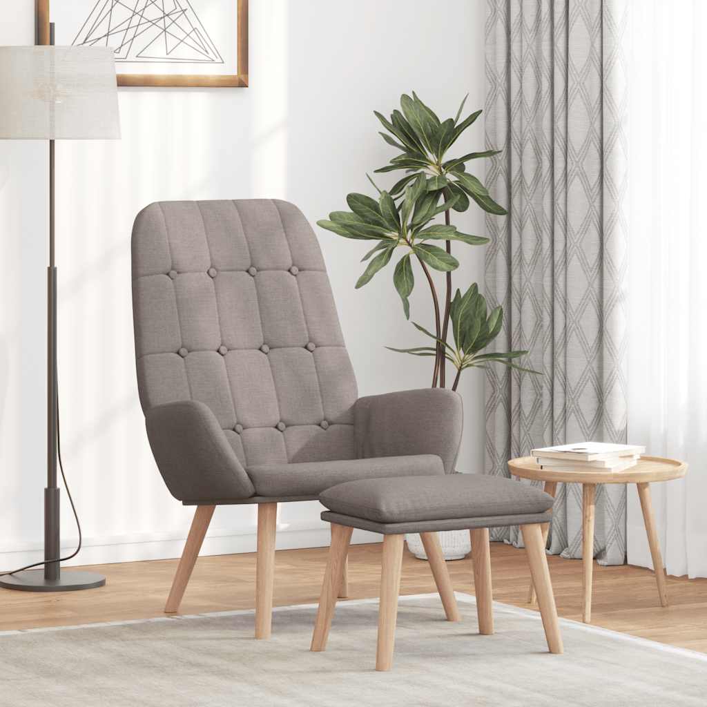 Relaxstoel met voetenbank stof taupe
