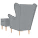 Fauteuil met voetenbankje stof lichtgrijs