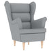 Fauteuil met voetenbankje stof lichtgrijs
