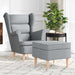 Fauteuil met voetenbankje stof lichtgrijs