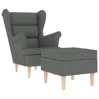 Fauteuil met voetenbankje stof donkergrijs