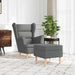 Fauteuil met voetenbankje stof donkergrijs