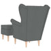 Fauteuil met voetenbankje stof donkergrijs