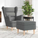 Fauteuil met voetenbankje stof donkergrijs