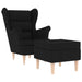 Fauteuil met voetenbankje stof zwart