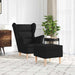 Fauteuil met voetenbankje stof zwart