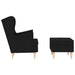 Fauteuil met voetenbankje stof zwart