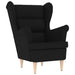 Fauteuil met voetenbankje stof zwart