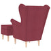Fauteuil met voetenbankje stof wijnrood