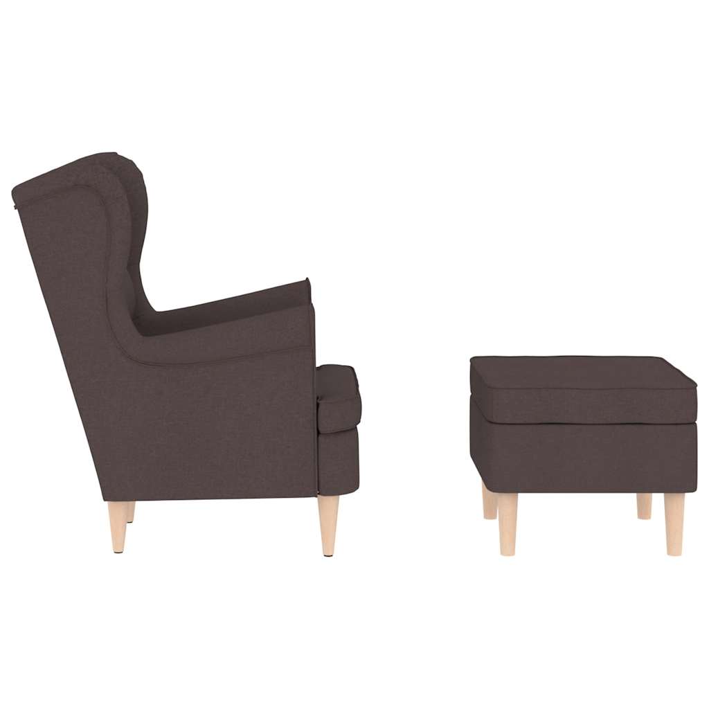 Fauteuil met voetenbankje stof donkerbruin